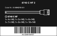 Набор головок торцевых 140 мм с вставкой-битой WERA 8740 C HF 2 Hex-Plus Zyklop, 1/2", 4/5/6/7/8/10 x 140 мм 004210 — фото 3