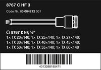 Набор головок торцевых с вставкой-битой WERA 8767 C TORX HF 3 Zyklop, 1/2", TX 20/25/27/30/40/45/50/55/60 x 140 мм 004212 — фото 5