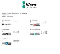 Набор бит торсионных с трещоткой WERA Bit-Check 10 Zyklop Mini BiTorsion 1, 1/4" C6,3, PH-PZ-TX-HEX x 25 мм 057418 — фото 10