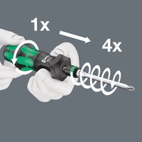 Набор бит с отверткой-битодержателем 826 T Turbo с трещоткой WERA Kraftform Kompakt Turbo Imperial 1, 1/4" E6,3, PH-SL-TX-HEX-R x 89 мм 057483 — фото 3