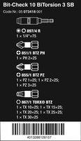 Набор бит торсионных с битодержателем 897/4 R Rapidaptor BiTorsion WERA Bit-Check 10 BiTorsion 3 SB, 1/4" C6,3, PH-PZ-TX x 25 мм 073418 — фото 7