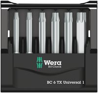 Набор бит WERA Bit-Check 6 TX Universal 1 SB, 6 пр., 1/4" E6,3, TX 10/15/20/25/30/40 x 50 мм, в блистере 073637 — фото 2