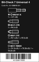 Набор бит с битодержателем 893/4/1 K WERA Bit-Check 7 Universal, 7 пр., 1/4" C6,3, PH-PZ-TX x 25 мм 135810 — фото 5