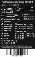 Набор бит прецизионных и отвертки-битодержателя антистатической 1013 Micro ESD WERA Kraftform Kompakt Micro 21 ESD 1, Halfmoon/HIOS 4 мм, PH-SL-TX-IP-IPR-SW-3ULR x 44 мм 135973 — фото 8